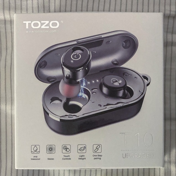 TOZO T10 Bluetooth 5.3 Wireless Earbuds with Wireless Charging Case Black - Picture 8 of 8